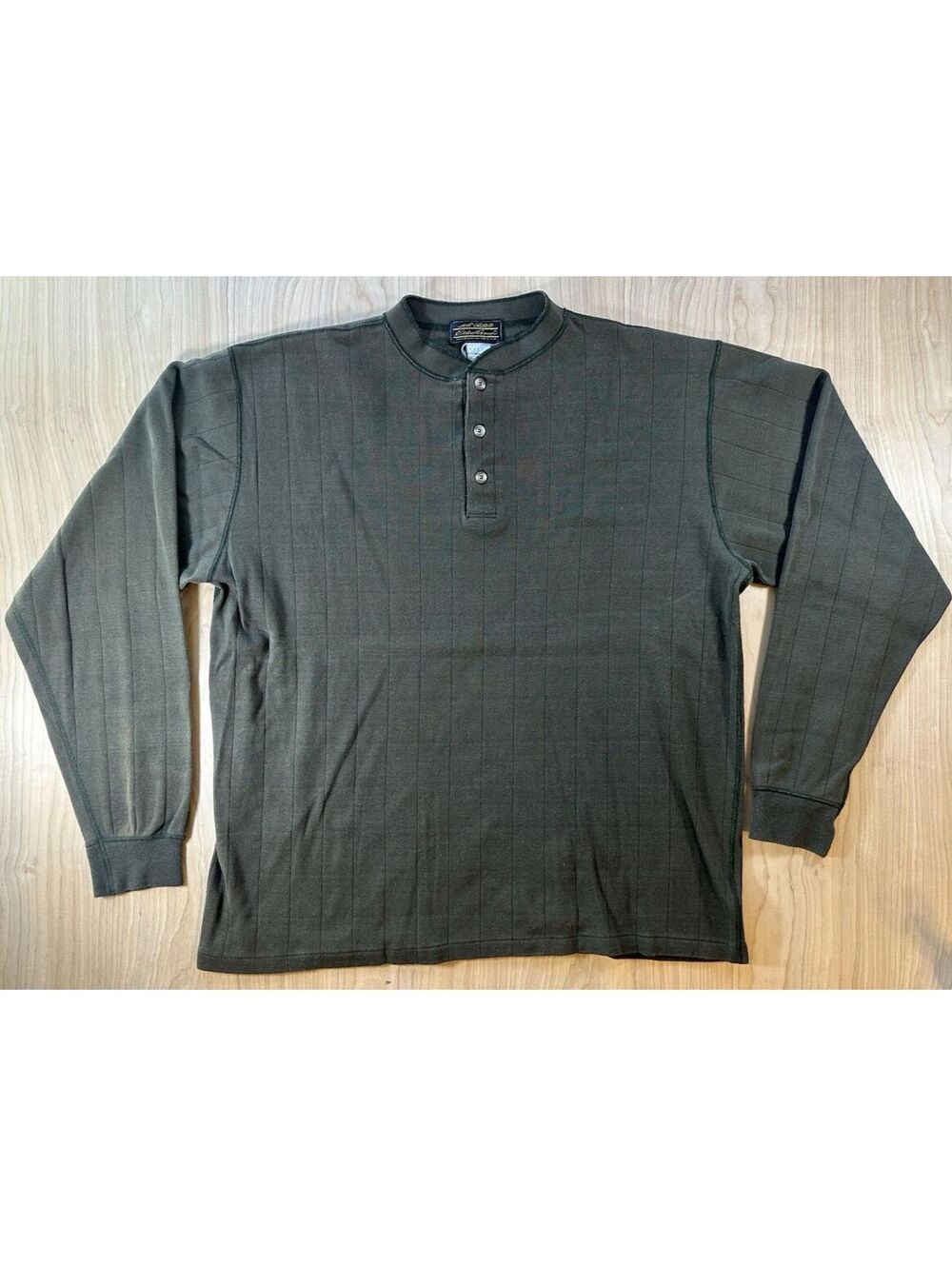 Vintage 90s Eddie Bauer duofold Thermal shirt xlarge large henley olive workwear